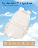 WEPOET Cute Middle School Backpack For Teen Girls,Waterproof Casual Bookbags,Lightweight Travel Daypack,Basic Laptop College Backpack For Women(White)