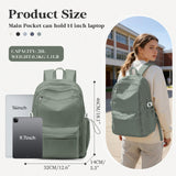 WEPOET Simple School Backpack For Women,Lightweight College Backpack,High School Bag For Teens Boys Girls,Casual daypack Small Travel Backpacks Men Bookbag(Green)