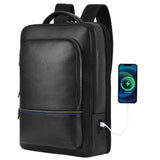 Wesccimo Full Grain Genuine Leather Backpack for Men Multi-Functional 15.6