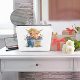 Western Cosmetic Bag Highland Cow Gifts Western Stuff Western Gifts for Women Cowgirl Her Farm Girls Sister Cow Print Stuff Floral Makeup Bag Travel Organizer Mothers Day Graduation Birthday Gifts