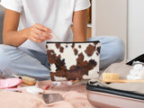 Western Cow Print Small Makeup Bag,Cowhide Pattern Cosmetic Bag Best Gift Idea for Cow Lovers Teen Girls Women, Western Accessories Birthday Christmas Day Gifts for Cow Mom Teen Girl Daughter Sister