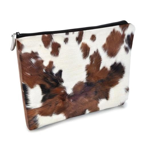 Western Cow Print Small Makeup Bag,Cowhide Pattern Cosmetic Bag Best Gift Idea for Cow Lovers Teen Girls Women, Western Accessories Birthday Christmas Day Gifts for Cow Mom Teen Girl Daughter Sister