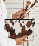 Western Cow Print Small Makeup Bag,Cowhide Pattern Cosmetic Bag Best Gift Idea for Cow Lovers Teen Girls Women, Western Accessories Birthday Christmas Day Gifts for Cow Mom Teen Girl Daughter Sister