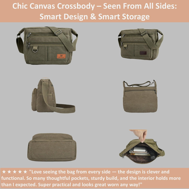 W&G traveler RFID Crossbody Messenger Bag for Men Women, Integrated Card Holders, Green