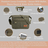 W&G traveler RFID Crossbody Messenger Bag for Men Women, Integrated Card Holders, Green