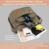 W&G traveler RFID Crossbody Messenger Bag for Men Women, Integrated Card Holders, Green