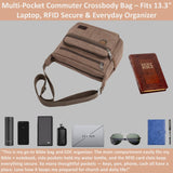 W&G traveler Vintage Canvas Shoulder Bag, Crossbody Messenger Bag w/Integrated Rfid Blocking Wallet, Satchel Bag, Brown