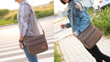 W&G traveler Vintage Canvas Shoulder Bag, Crossbody Messenger Bag w/Integrated Rfid Blocking Wallet, Satchel Bag, Brown