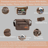 W&G traveler Vintage Canvas Shoulder Bag, Crossbody Messenger Bag w/Integrated Rfid Blocking Wallet, Satchel Bag, Brown