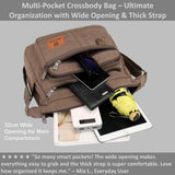 W&G traveler Vintage Canvas Shoulder Bag, Crossbody Messenger Bag w/Integrated Rfid Blocking Wallet, Satchel Bag, Brown