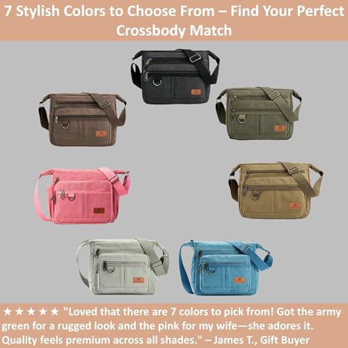 W&G traveler Vintage Canvas Shoulder Bag, Crossbody Messenger Bag w/Integrated Rfid Blocking Wallet, Satchel Bag, Brown