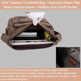 W&G traveler Vintage Canvas Shoulder Bag, Crossbody Messenger Bag w/Integrated Rfid Blocking Wallet, Satchel Bag, Brown