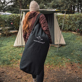 WHITEDUCK Top Load Canvas Folding Duffel Bag, Water Resistant Army Style Shoulder Bag for Men and Women - Gym, Sports, Travel, Hiking, Camping, Backpacking (Small 21" x 36",Black)