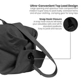 WHITEDUCK Top Load Canvas Folding Duffel Bag, Water Resistant Army Style Shoulder Bag for Men and Women - Gym, Sports, Travel, Hiking, Camping, Backpacking (Small 21" x 36",Black)