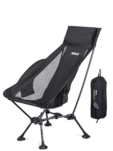 WildCall Lightweight Folding High Back Camping Chair with Head Support, Compact Beach Chair with Anti-Sinking Large Feet and Three | Backpacks4Less