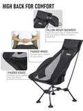 WildCall Lightweight Folding High Back Camping Chair with Head Support, Compact Beach Chair with Anti-Sinking Large Feet and Three Tilt Angles Adjustment