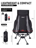 WildCall Lightweight Folding High Back Camping Chair with Head Support, Compact Beach Chair with Anti-Sinking Large Feet and Three Tilt Angles Adjustment
