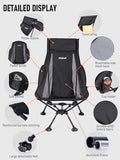 WildCall Lightweight Folding High Back Camping Chair with Head Support, Compact Beach Chair with Anti-Sinking Large Feet and Three Tilt Angles Adjustment