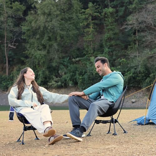 Wildhiker Ultralight Backpacking Chair – Compact Camping Chairs for Adults with Pouch, Weighs 2.8 lbs with Anti-Sinking Large Feet for Beach, Hiking, Motorcycle, Travel, Festival – Black