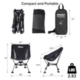 Wildhiker Ultralight Backpacking Chair – Compact Camping Chairs for Adults with Pouch, Weighs 2.8 lbs with Anti-Sinking Large Feet for Beach, Hiking, Motorcycle, Travel, Festival – Black