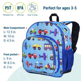 Wildkin 12 - inch Kids Backpack – Padded, Adjustable, Ideal for Daycare & Travel - Trains, Planes, and Trucks