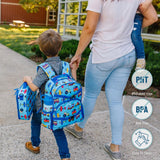 Wildkin ECO rPET 15 - inch Kids Backpack – Sustainable, Padded, Adjustable – Trains, Planes & Trucks
