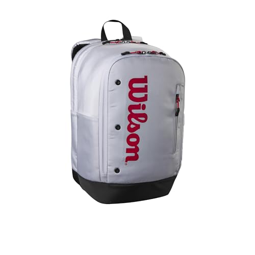 WILSON Pickleball Backpack - Holds up to 2 Paddles, Grey/Red