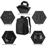 WINDARS Backpack for Men and Women, Casual School Backpack Teen Boys and Girls Lightweight 15.6 Inch Laptop Bookbag with USB Charger for College Work Travel (Black)
