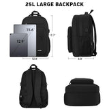 WINDARS Backpack for Men and Women, Casual School Backpack Teen Boys and Girls Lightweight 15.6 Inch Laptop Bookbag with USB Charger for College Work Travel (Black)