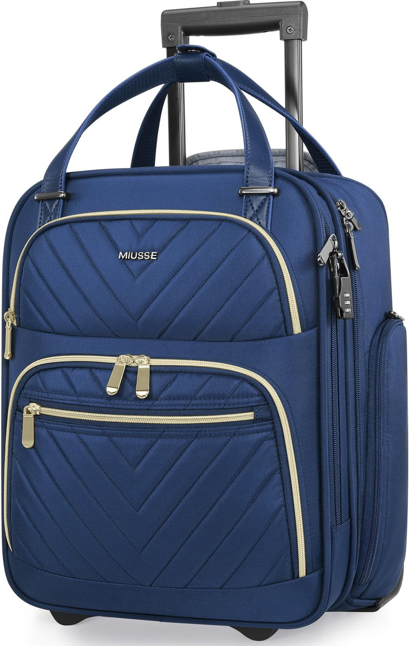 Winilla Carry - on Underseat 16 - inch Luggage with Wheels, Softside Rolling Carry - on, Lightweight Travel Suitcase for Men Women, Personal Item Rolling Travel Bag