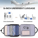 Winilla Carry - on Underseat 16 - inch Luggage with Wheels, Softside Rolling Carry - on, Lightweight Travel Suitcase for Men Women, Personal Item Rolling Travel Bag