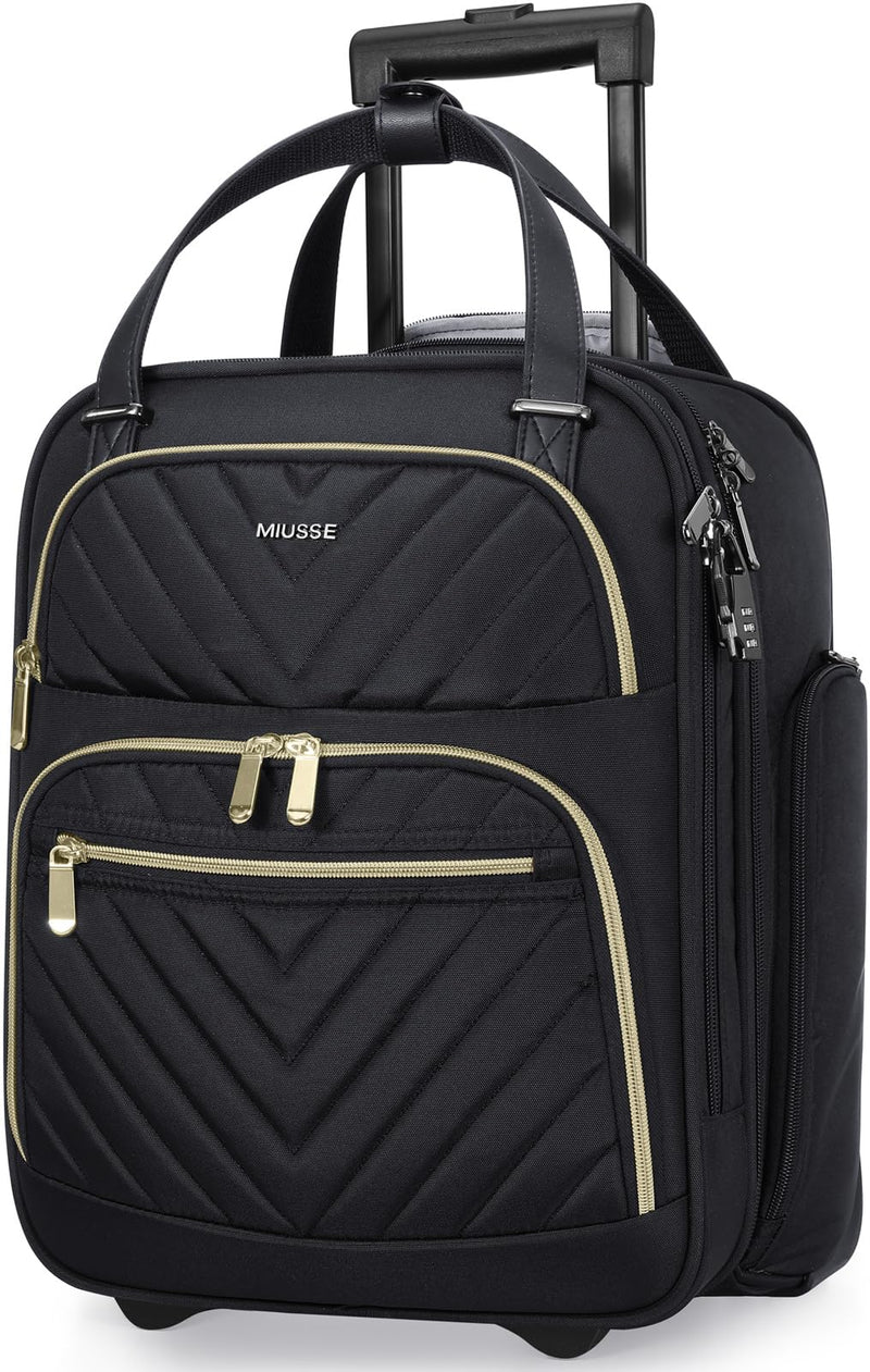 Winilla Carry - on Underseat 16 - inch Luggage with Wheels, Softside Rolling Carry - on, Lightweight Travel Suitcase for Men Women, Personal Item Rolling Travel Bag