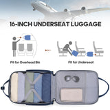 Winilla Carry - on Underseat 16 - inch Luggage with Wheels, Softside Rolling Carry - on, Lightweight Travel Suitcase for Men Women, Personal Item Rolling Travel Bag