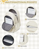 winspansy Backpack for School Teenage Girls Boys,Waterproof Lightweight School Bags Travel Daypack Simple Cute College Backpack Rucksack for Women Men fit 14 Inch Laptop,Beige
