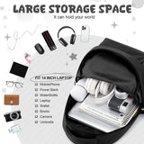 winspansy Small Backpack For School Girls Boys Aesthetic Lightweight Travel Daypack Simple Cute Backpack For Women Men College High School Bookbag Fit 14 Inch Laptop,Black