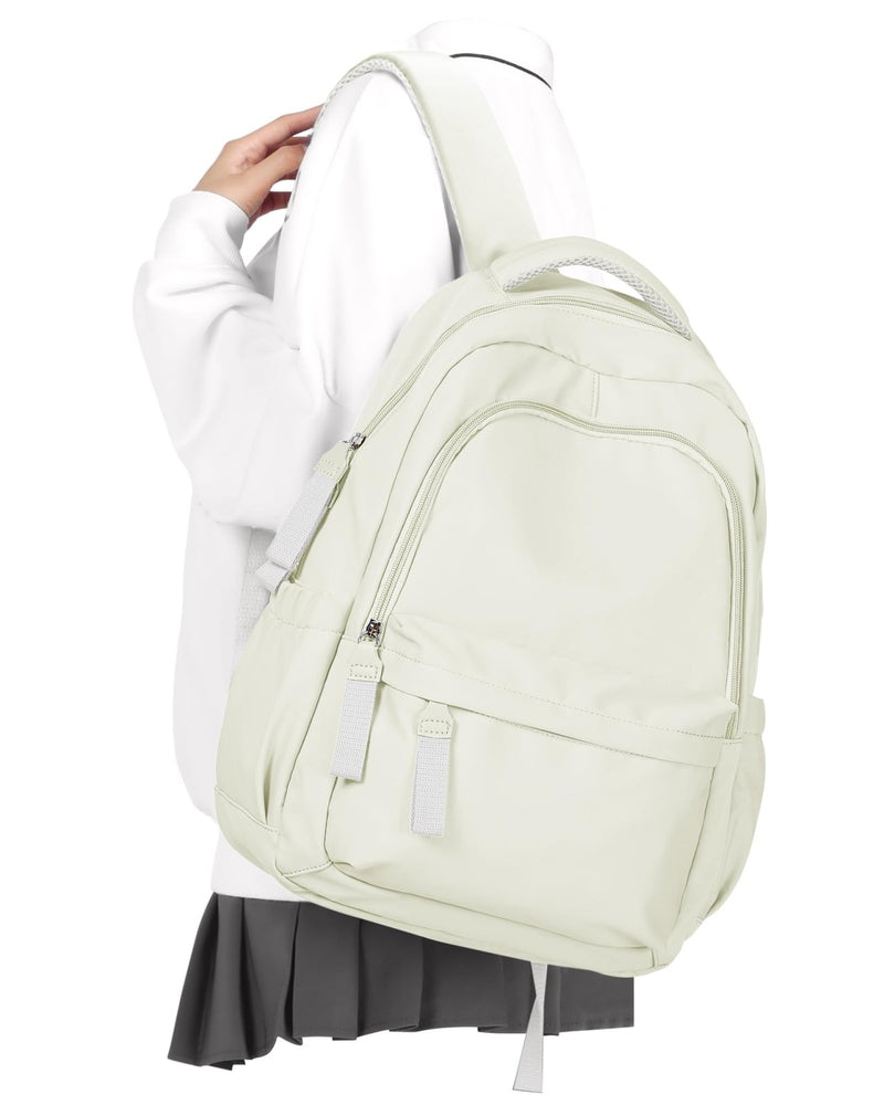 winspansy Small Backpack For School Girls Boys Aesthetic Lightweight Travel Daypack Simple Cute Backpack For Women Men College High School Bookbag Fit 14 Inch Laptop,Beige