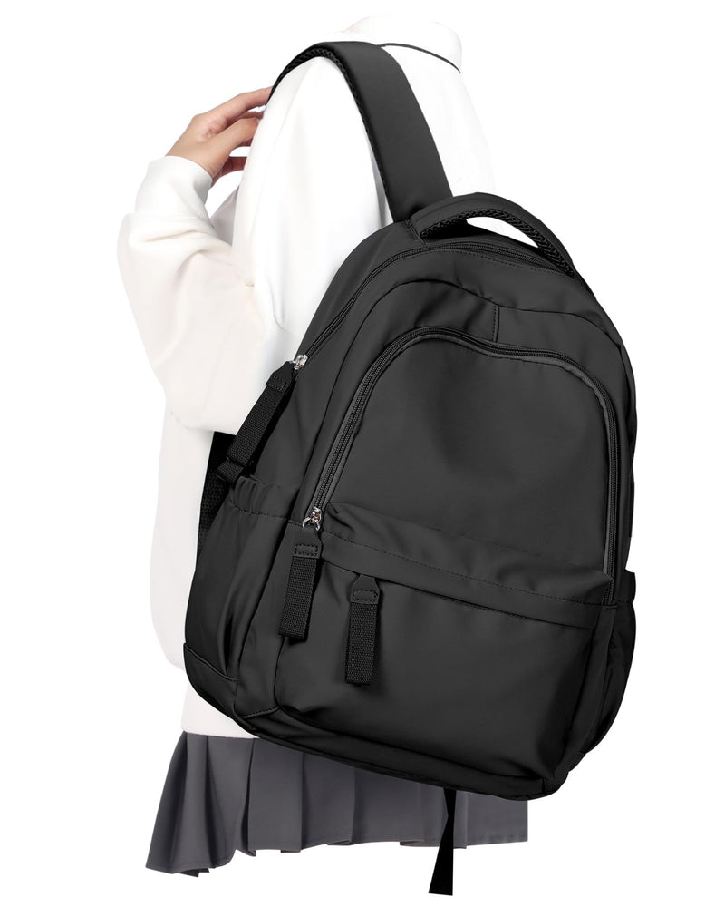 winspansy Small Backpack For School Girls Boys Aesthetic Lightweight Travel Daypack Simple Cute Backpack For Women Men College High School Bookbag Fit 14 Inch Laptop,Black