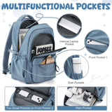 winspansy Small Backpack For School Girls Boys Aesthetic Lightweight Travel Daypack Simple Cute Backpack For Women Men College High School Bookbag Fit 14 Inch Laptop, Blue