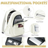 winspansy Small Backpack For School Girls Boys Aesthetic Lightweight Travel Daypack Simple Cute Backpack For Women Men College High School Bookbag Fit 14 Inch Laptop,Beige