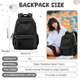 winspansy Small Backpack For School Girls Boys Aesthetic Lightweight Travel Daypack Simple Cute Backpack For Women Men College High School Bookbag Fit 14 Inch Laptop,Black