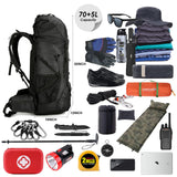 WintMing 75L Hiking Backpack with Rain Cover Waterproof Camping Backpack Shoes Warehouse for Men Women, Frameless (black)