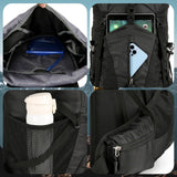 WintMing 75L Hiking Backpack with Rain Cover Waterproof Camping Backpack Shoes Warehouse for Men Women, Frameless (black)