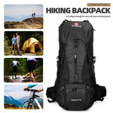 WintMing 75L Hiking Backpack with Rain Cover Waterproof Camping Backpack Shoes Warehouse for Men Women, Frameless (black)