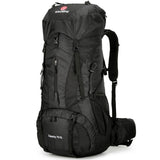 WintMing 75L Hiking Backpack with Rain Cover Waterproof Camping Backpack Shoes Warehouse for Men Women, Frameless (black)