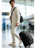 WIRABO 17.3 Inch Rolling Backpack for Adults, 40L Water Resistant Laptop Backpack with Wheels, Flight Approved Carry on Luggage for Business Travel, Roller Bag for Men Women College, Black