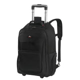 WIRABO 17.3 Inch Rolling Backpack for Adults, 40L Water Resistant Laptop Backpack with Wheels, Flight Approved Carry on Luggage for Business Travel, Roller Bag for Men Women College, Black