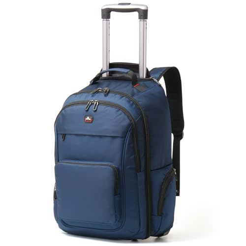 WIRABO 17.3 Inch Rolling Backpack for Adults, 40L Water Resistant Laptop Backpack with Wheels, Flight Approved Carry on Luggage for | Backpacks4Less