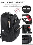 WIRABO 17.3 Inch Rolling Backpack for Adults, 40L Water Resistant Laptop Backpack with Wheels, Flight Approved Carry on Luggage for Business Travel, Roller Bag for Men Women College, Black