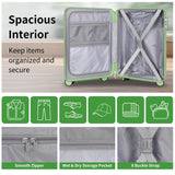 WireHot 22x14x9 Airline Approved Vintage Style Carry On Luggage with Backpack Sets, ABS+PC Hardshell Small 20 inch Retro Suitcase with Protective Cover & Luggage Tag (Avocado Green, 20in/BP/TB)