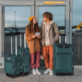 WireHot 3 - Piece Softside Expandable Luggage Set with Front Open Pocket, Lightweight and Durable Oxford Fabric Suitcase Set with TSA Lock (Dark Green, 20in/24in/28in)